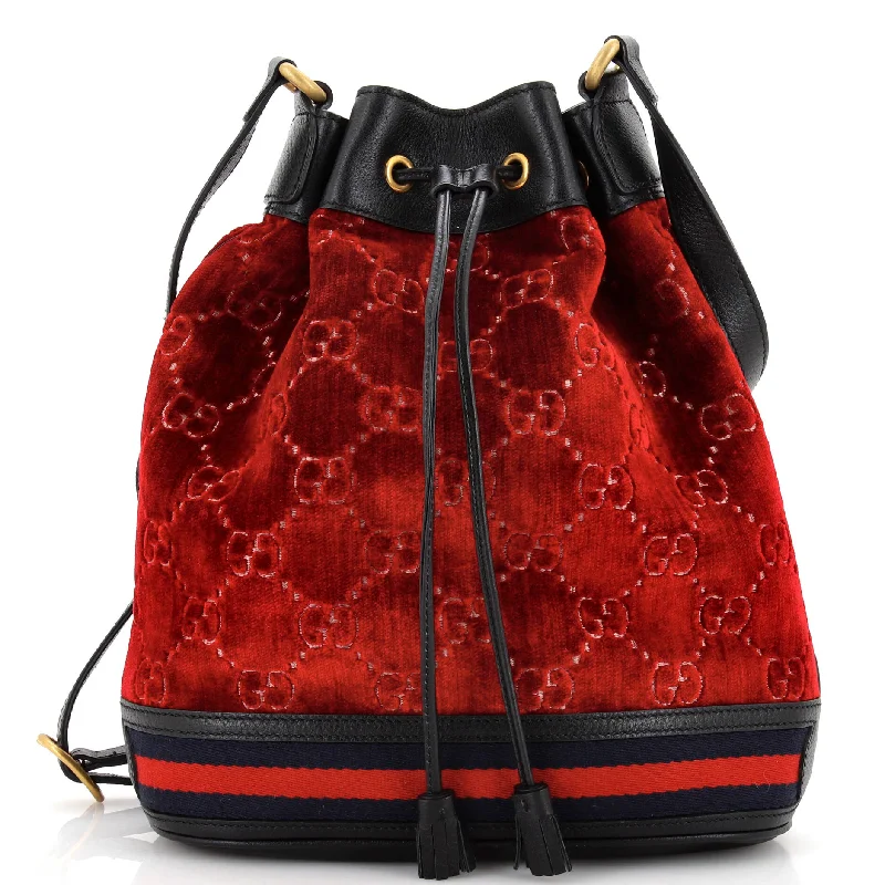 Christian Dior Saddle bags with a studded trim for a bold lookBucket Bag GG Velvet Medium